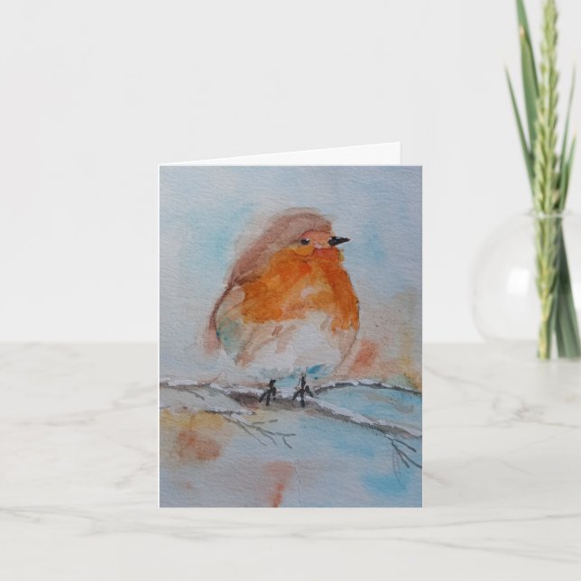 Agradecimento Cartão de Natal Chickadee Bird Watercolor (Frente)