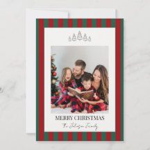 Cartão de Natal Clássico com Listras e Foto