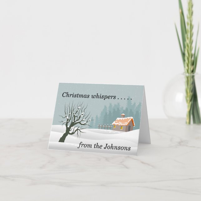 Agradecimento Cartão de Natal com cabina na neve (Frente)