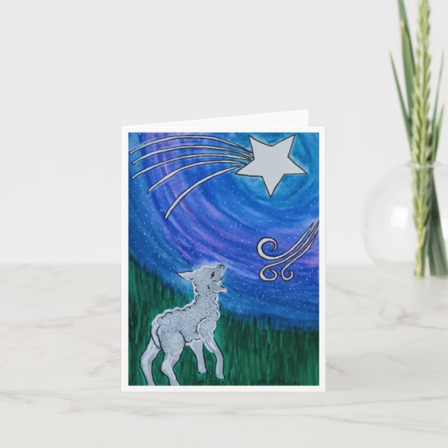 Agradecimento Cartão de Natal com cordeiro e estrela (Frente)
