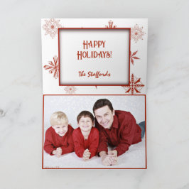 Agradecimento Cartão de Natal com Desenho de Neve Vermelha em Te