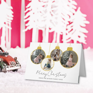 Agradecimento Cartão de Natal com enfeite de 4 fotos Feliz Natal