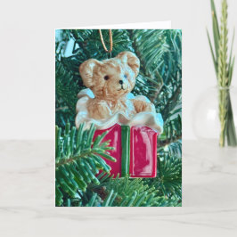 Agradecimento Cartão de Natal com Enfeite de Urso de Pelúcia