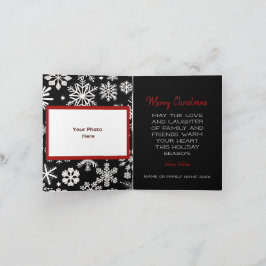 Agradecimento Cartão de Natal com Floco de Neve Preto, Vermelho 