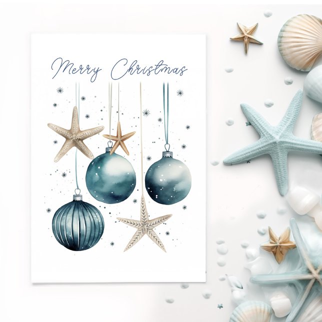 Agradecimento Cartão de Natal Costeiro Personalizável (Criador carregado)