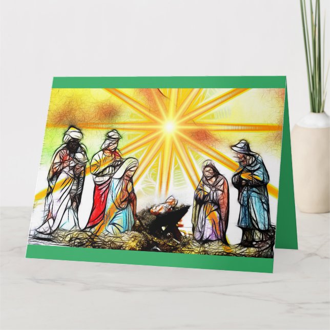 Agradecimento Cartão de Natal da Cena de Natividade (Frente)