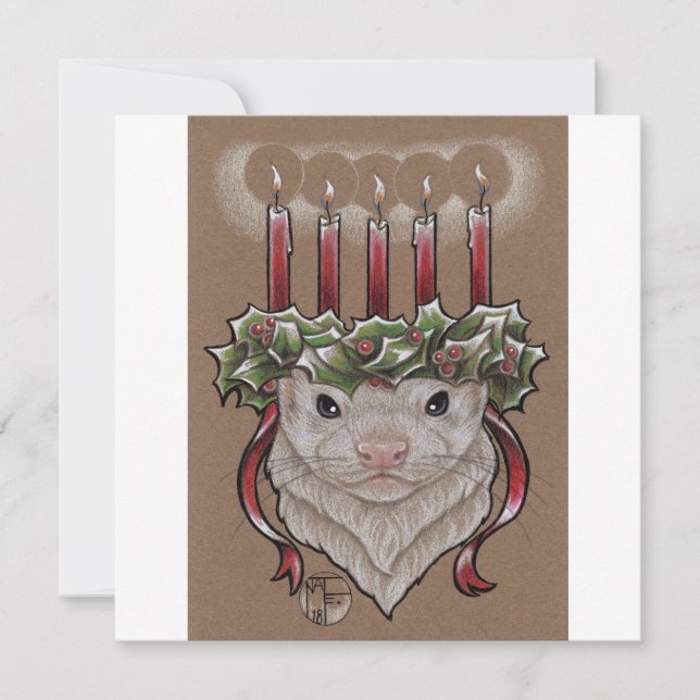 Agradecimento Cartão de Natal da doninha de Yuletide (Frente)