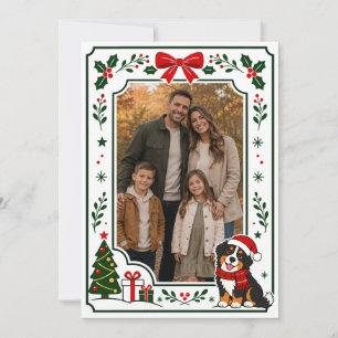 Agradecimento Cartão de Natal da Família com Cachorro de Montanh