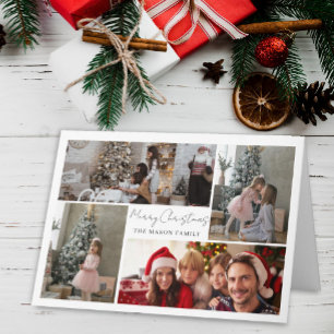 Agradecimento Cartão de Natal da Família Moderna com 4 Fotos