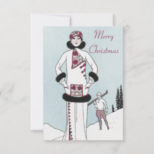 Agradecimento Cartão de Natal da Rainha da Neve Vintage