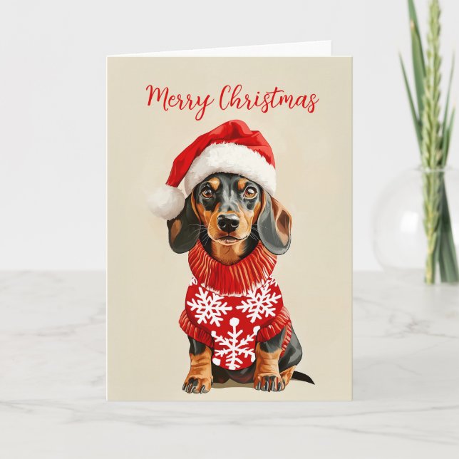 Agradecimento Cartão de Natal Dachshund (Frente)