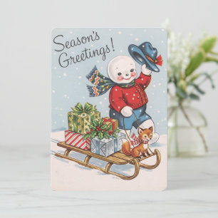Agradecimento Cartão de Natal de Boneco de Neve Vintage Capricho