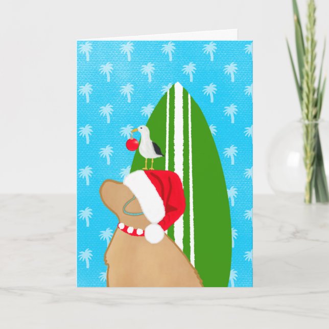 Agradecimento Cartão de Natal de Cachorro Cachorro Surfboard do  (Frente)