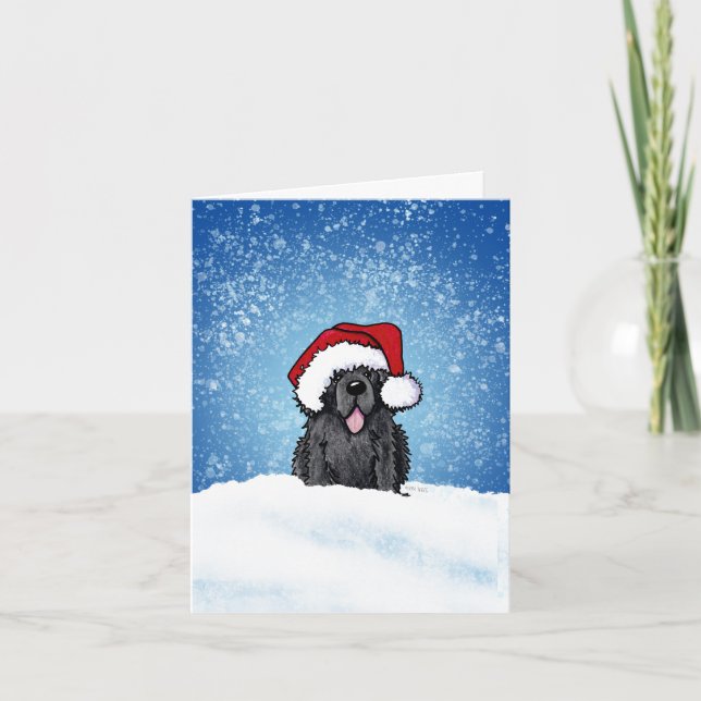 Agradecimento Cartão de Natal de Cachorro da Terra Nova (Frente)
