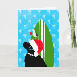 Agradecimento Cartão de Natal de Cachorro Preto do Surfboard pap