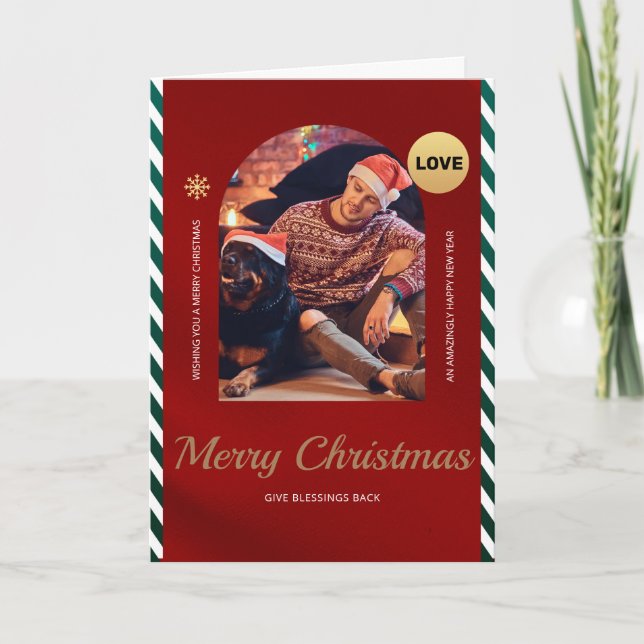 Agradecimento Cartão de Natal de Cara solteiro com Cachorro 5x7" (Frente)