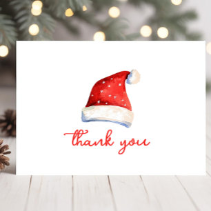 Agradecimento Cartão de Natal de Chapéu de Papai Noel Vermelho