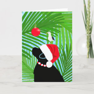 Agradecimento Cartão de Natal de Gaivota de Santa Labrador Preta
