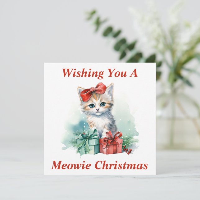 Agradecimento Cartão de Natal de Gatinho (Em pé/Frente)
