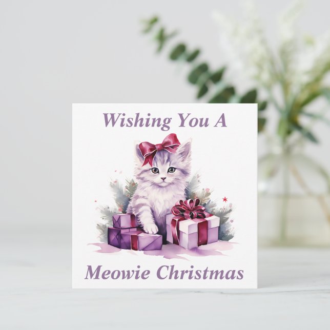 Agradecimento Cartão de Natal de Gatinho (Em pé/Frente)