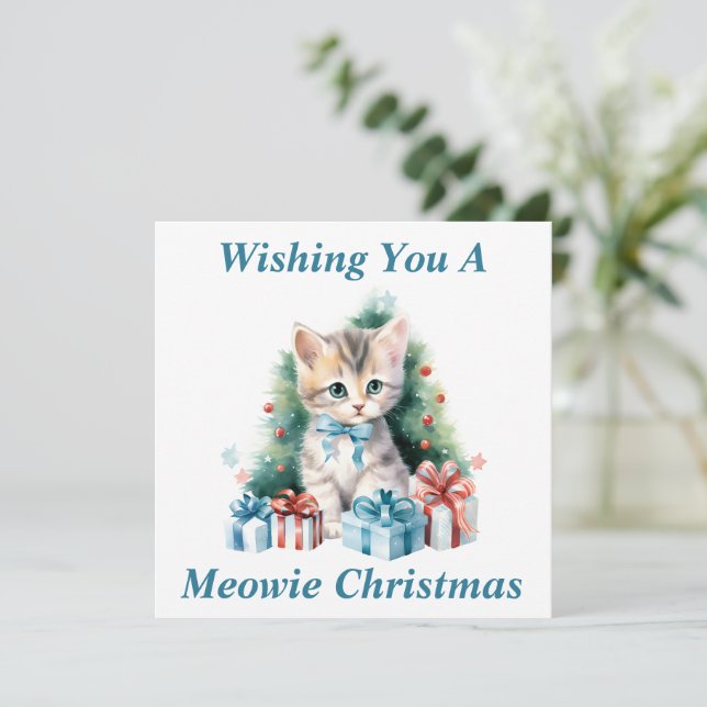 Agradecimento Cartão de Natal de Gatinho (Em pé/Frente)