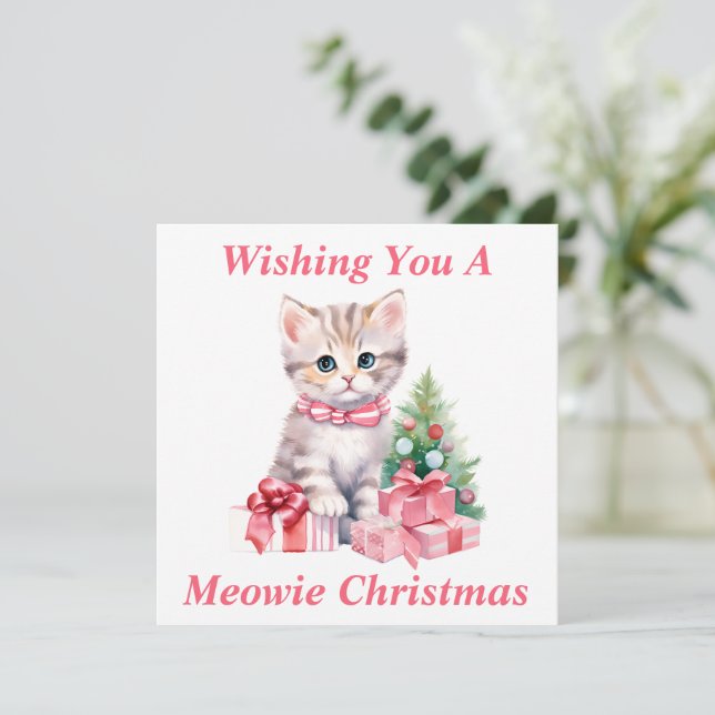 Agradecimento Cartão de Natal de Gatinho (Em pé/Frente)
