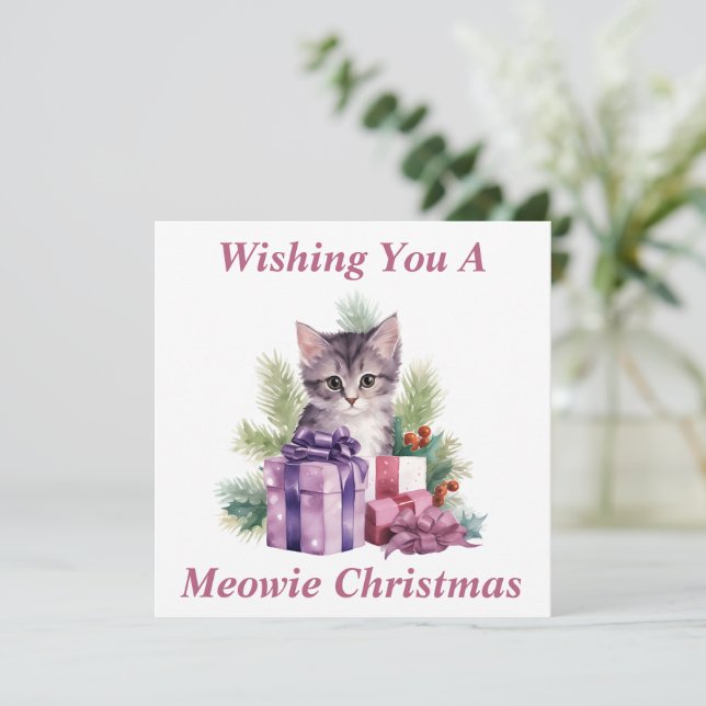Agradecimento Cartão de Natal de Gatinho (Em pé/Frente)