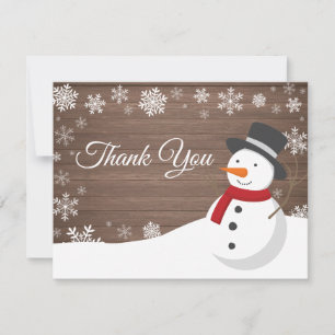 Agradecimento Cartão de Natal de Inverno do Homem de Neve Floco 