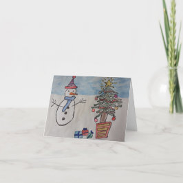 Agradecimento Cartão de Natal de Neve e Árvore