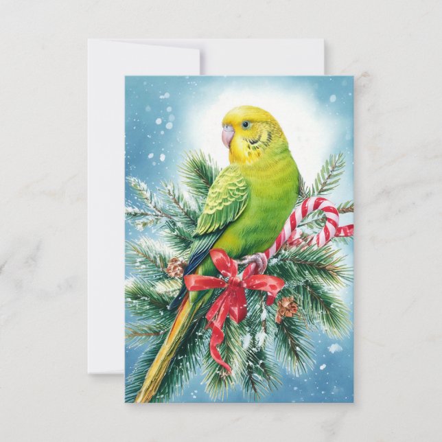 Agradecimento Cartão de Natal de Parakeet e Candy Cane (Frente)