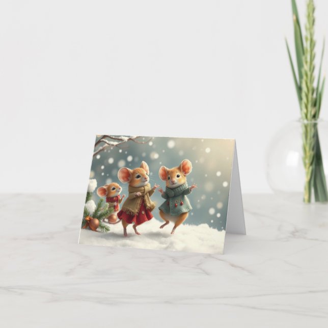 Agradecimento Cartão de Natal de Ratos Fofos (Frente)