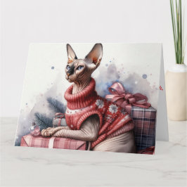 Agradecimento Cartão de Natal de Sphynx de Arte em Aquarela