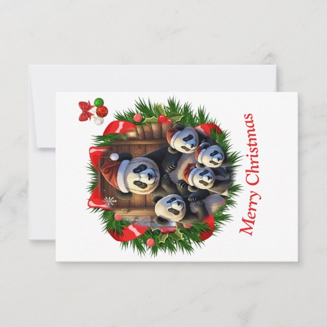 Agradecimento cartão de Natal de urso panda (Frente)