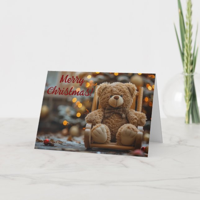Agradecimento Cartão de Natal de Urso Teddy Fofo  (Frente)