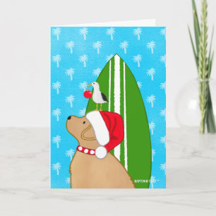 Agradecimento Cartão de Natal do Cão de Surf Dourado do Papai No