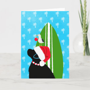 Agradecimento Cartão de Natal do Cão de Surfe Santa Black Lab