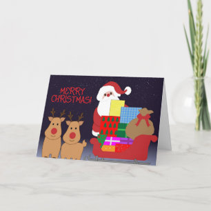 Agradecimento CARTÃO DE NATAL DO papai noel SLEIGH KID