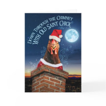 Cartão de Natal dobrado - Pintinho Santo antigo