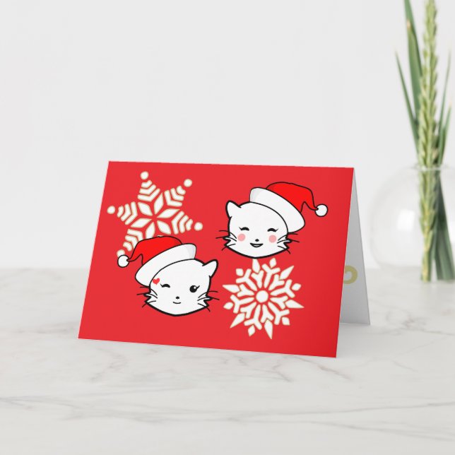 Agradecimento Cartão de Natal Emoji Cats (Frente)