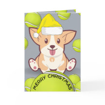 Cartão de Natal Engraçado - Cachorro com Bola de T