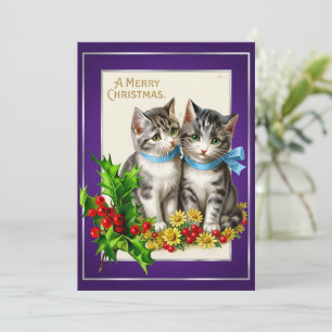 Agradecimento Cartão de Natal Feliz de Gato Vintage