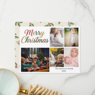 Agradecimento Cartão de Natal Festivo Divertido 5 Fotos