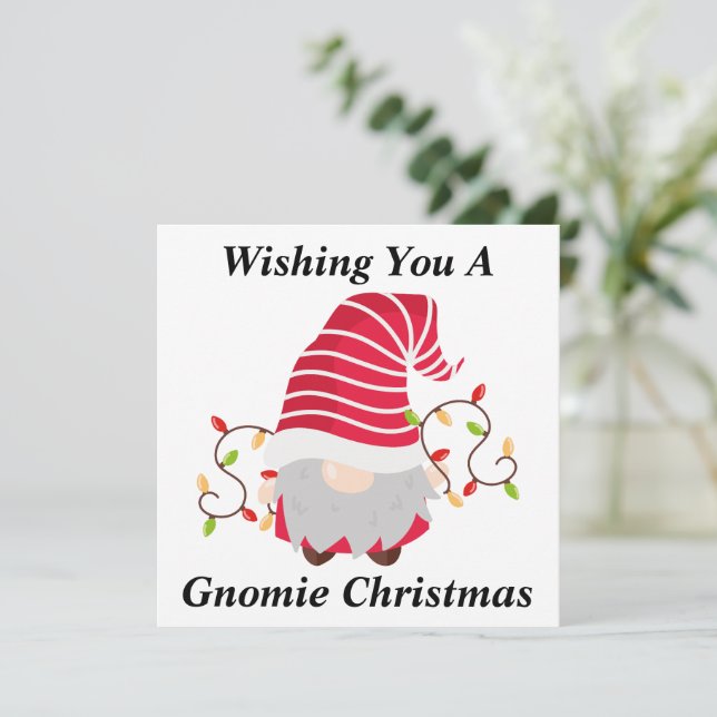 Agradecimento Cartão de Natal Gnome (Em pé/Frente)
