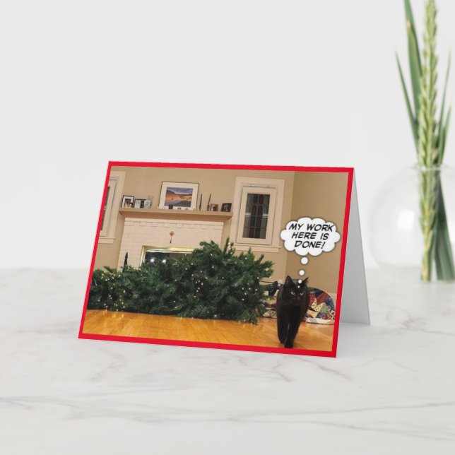 Agradecimento Cartão de Natal Humor do gatinho (Frente)