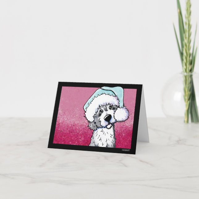 Agradecimento Cartão de Natal KiniArt Goldendoodle (Frente)