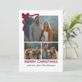 Agradecimento Cartão de Natal – Laço Vermelho, 4 Fotos, Personal