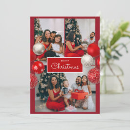 Agradecimento Cartão de Natal – Laço Vermelho, 4 Fotos, Personal