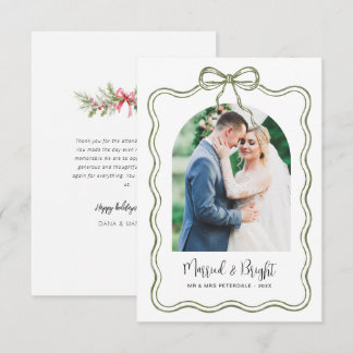 Agradecimento Cartão de Natal Married & Bright primeiro Natal