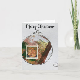 Agradecimento Cartão de Natal Merry - ornamento desenhado à mão