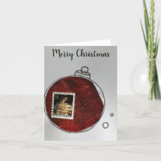 Agradecimento Cartão de Natal Merry - ornamento desenhado à mão 